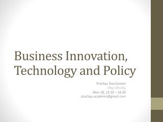 Business Innovation, Technology and Policy