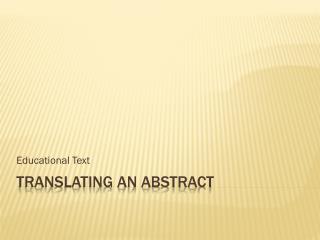 Translating an Abstract