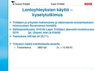 Lentoyhteyksien käyttö – kyselytutkimus