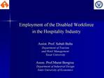Employment of the Disabled Workforce in the Hospitality Industry