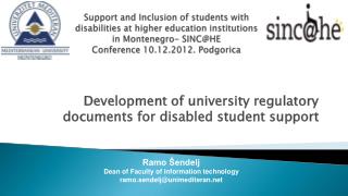 Development of university regulatory documents for disabled student support