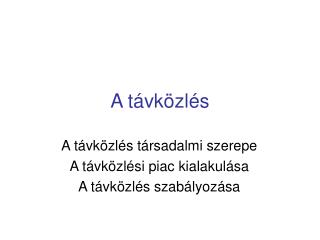 A távközlés