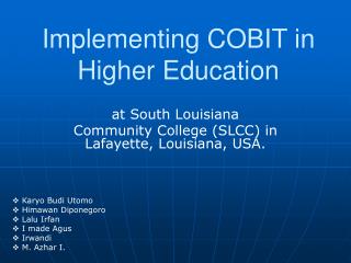 Implementing COBIT in Higher Education