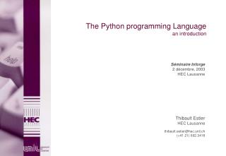 The Python programming Language an introduction