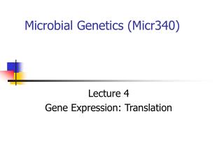 Microbial Genetics (Micr340)