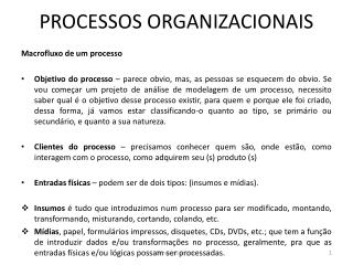 PROCESSOS ORGANIZACIONAIS