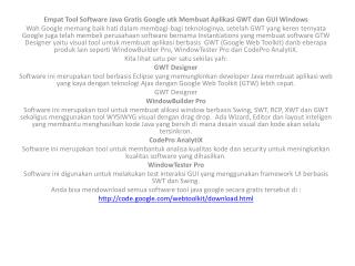 Empat Tool Software Java Gratis Google utk Membuat Aplikasi GWT dan GUI Windows