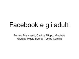 Facebook e gli adulti