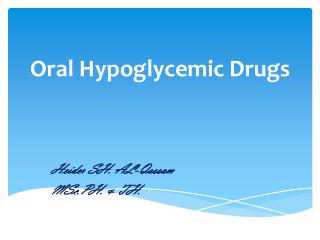 Oral Hypoglycemic Drugs