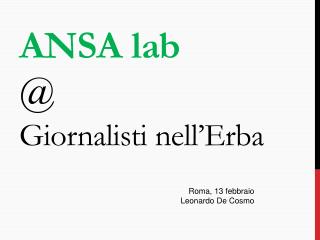 A NSA lab @ Giornalisti nell’Erba