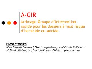 A-GIR Arrimage-Groupe d’intervention rapide pour les dossiers à haut risque d’homicide ou suicide