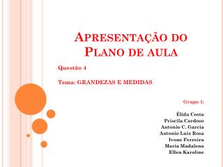 Apresentação do Plano de aula