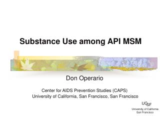 Substance Use among API MSM