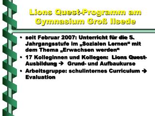 Lions Quest-Programm am Gymnasium Groß Ilsede