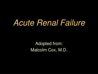 Acute Renal Failure