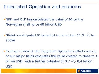 Integrated Operation and economy