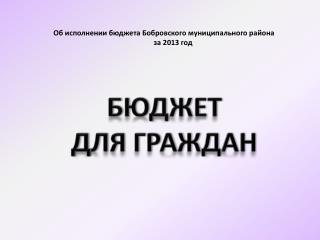 Об исполнении бюджета Бобровского муниципального района за 2013 год