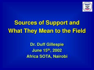Sources of Support and What They Mean to the Field Dr. Duff Gillespie June 15 th , 2002