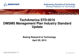 TechAmerica STD-0016 DMSMS Management Plan Industry Standard Update