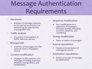 Message Authentication Requirements