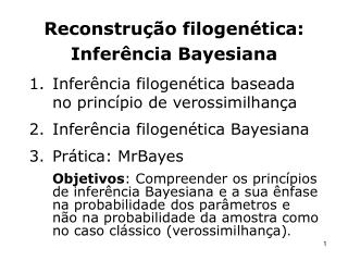 Reconstrução filogenética: Inferência Bayesiana