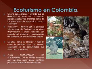Ecoturismo en Colombia.