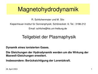 Magnetohydrodynamik