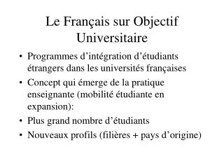 Le Français sur Objectif Universitaire