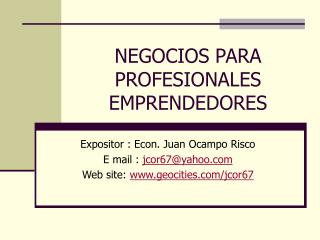 NEGOCIOS PARA PROFESIONALES EMPRENDEDORES