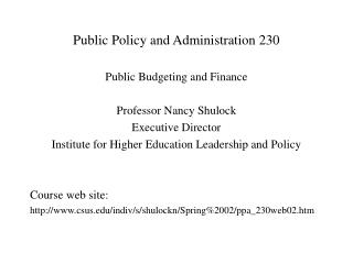 Public Policy and Administration 230
