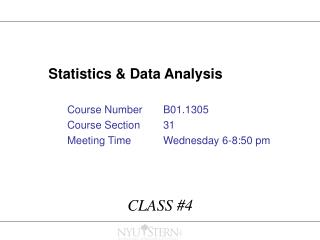 Statistics &amp; Data Analysis