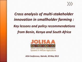 Cross analysis of multi-stakeholder innovation in smallholder farming :