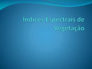 Índices Espectrais de Vegetação