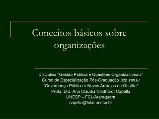Conceitos básicos sobre organizações