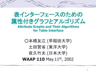 表インターフェースのための　　属性付きグラフとアルゴリズム Attribute Graphs and Their Algorithms for Table Interface