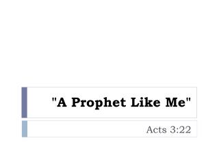 &quot;A Prophet Like Me&quot;