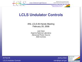 LCLS Undulator Controls