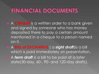 FINANCIAL DOCUMENTS