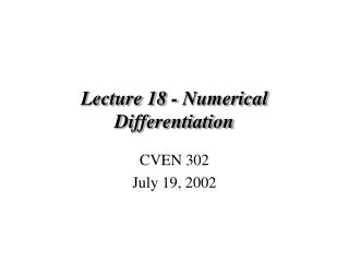 Lecture 18 - Numerical Differentiation
