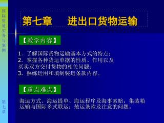 第七章 进出口货物运输