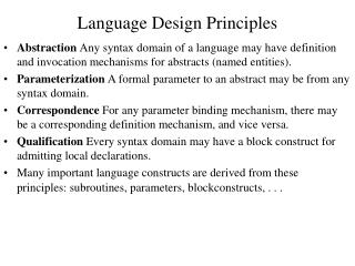 Language Design Principles