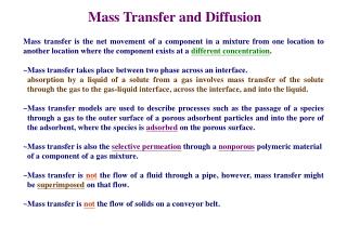 Mass Transfer and Diffusion