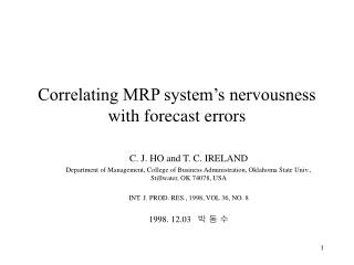 Correlating MRP system’s nervousness with forecast errors