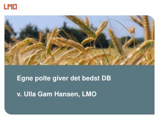 Egne polte giver det bedst DB v. Ulla Gam Hansen, LMO