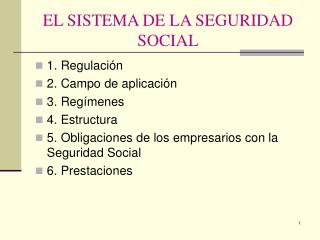 EL SISTEMA DE LA SEGURIDAD SOCIAL