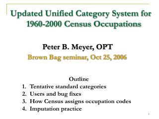 Updated Unified Category System for 1960-2000 Census Occupations