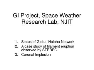 GI Project, Space Weather Research Lab, NJIT