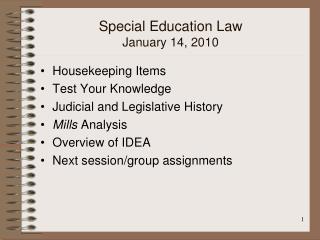 Special Education Law January 14, 2010