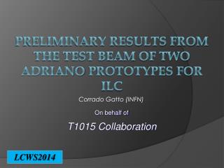 Preliminary results from the test beam of TWO ADRIANO prototypeS for ILC