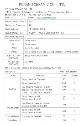 POHANG CERAMIC CO., LTD.